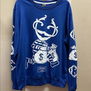 Crooks & Castles Royal Blue Graphic Sweatshirt large